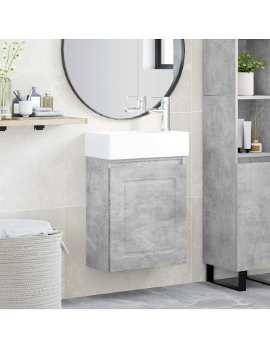 Mobile bagno con rubinetto Grigio Cemento 45,5 x 22,5 x 84 cm