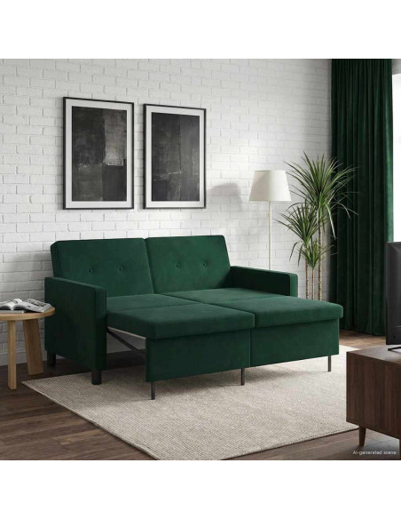 Divano letto Verde Scuro Tessuto