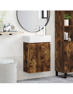 Mobile bagno con rubinetto Rovere Fumo 45,5 x 22,5 x 84 cm