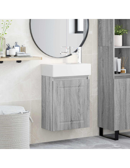 Mobile bagno con rubinetto Sonoma grigio 45,5 x 22,5 x 84 cm
