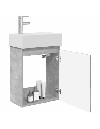 Mobile bagno con rubinetto Grigio Cemento 45,5 x 22,5 x 84 cm