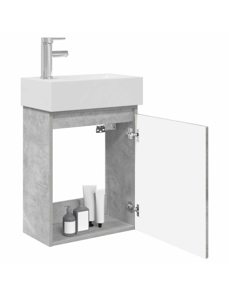 Mobile bagno con rubinetto Grigio Cemento 45,5 x 22,5 x 84 cm