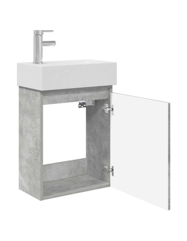 Mobile bagno con rubinetto Grigio Cemento 45,5 x 22,5 x 84 cm