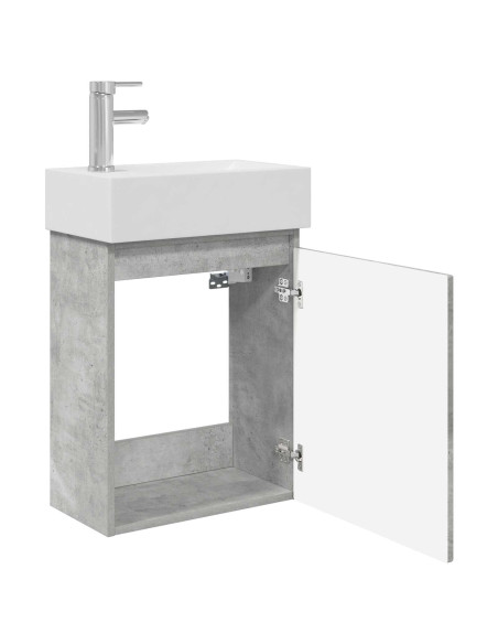 Mobile bagno con rubinetto Grigio Cemento 45,5 x 22,5 x 84 cm