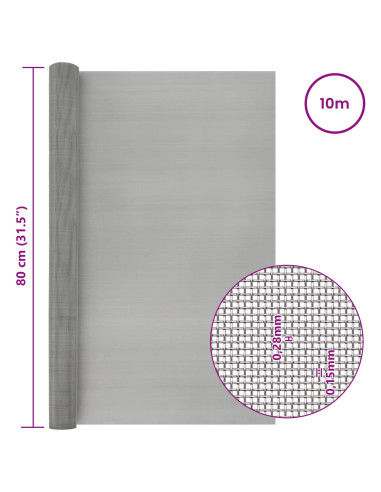 Rete per schermatura 80 x 1000 cm 60 Mesh Argento