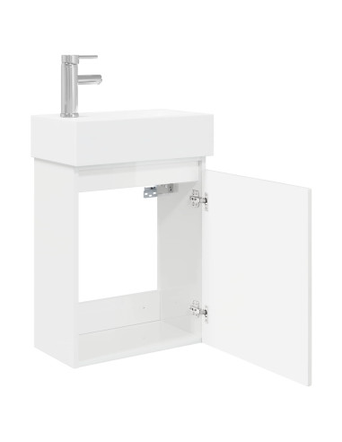 Mobile bagno con rubinetto Bianco Lucido 45,5 x 22,5 x 84 cm