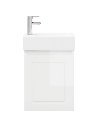 Mobile bagno con rubinetto Bianco Lucido 45,5 x 22,5 x 84 cm