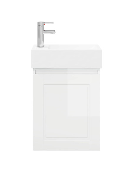 Mobile bagno con rubinetto Bianco Lucido 45,5 x 22,5 x 84 cm