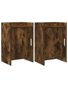 Comodini 2 pcs Rovere Fumo 40 x 30 x 60 cm Legno ingegnerizzato