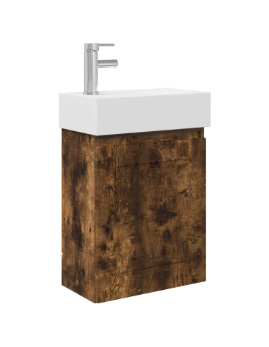 Mobile bagno con rubinetto Rovere Fumo 45,5 x 22,5 x 84 cm