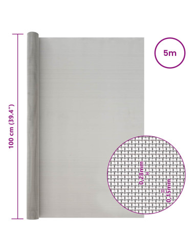 Rete per schermatura 100 x 500 cm 60 Mesh Argento