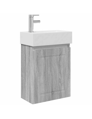 Mobile bagno con rubinetto Sonoma grigio 45,5 x 22,5 x 84 cm