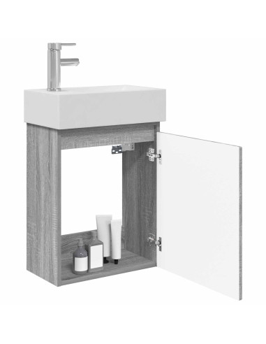 Mobile bagno con rubinetto Sonoma grigio 45,5 x 22,5 x 84 cm