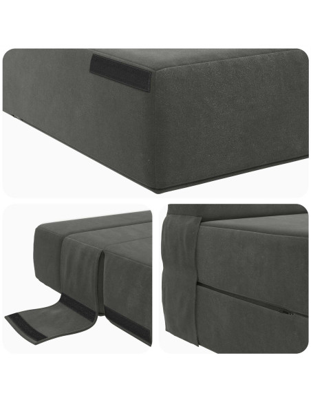 Divano Letto Pieghevole Grigio Scuro 70 x 72 x 60 cm Tessuto