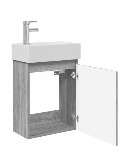Mobile bagno con rubinetto Sonoma grigio 45,5 x 22,5 x 84 cm