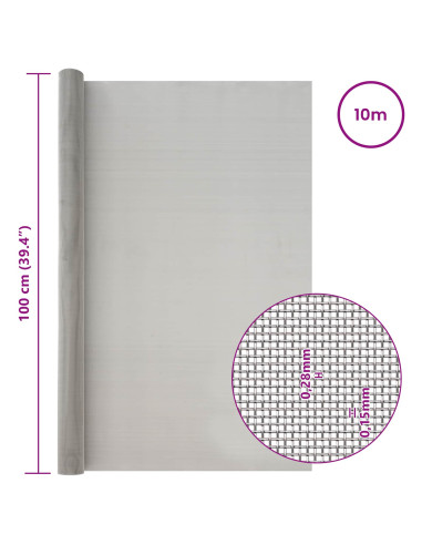 Rete per schermatura 100 x 1000 cm 60 Mesh Argento