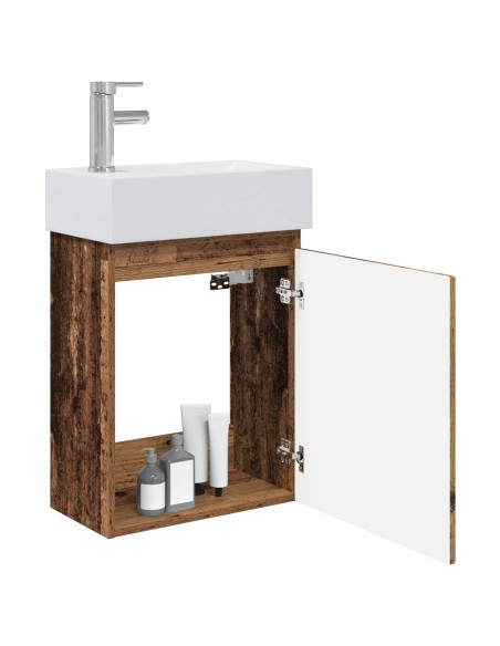 Mobile bagno con rubinetto Legno antico 45,5 x 22,5 x 84 cm