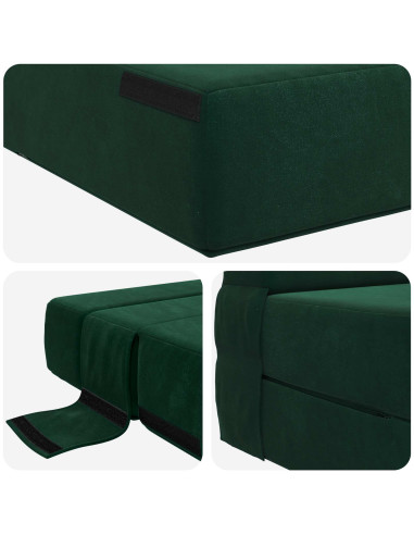 Divano Letto Pieghevole Verde Scuro 70 x 72 x 60 cm Tessuto