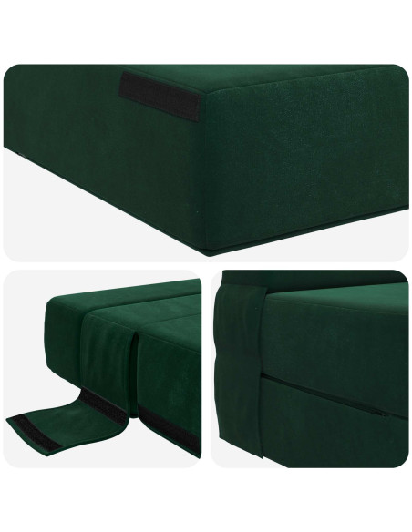 Divano Letto Pieghevole Verde Scuro 70 x 72 x 60 cm Tessuto