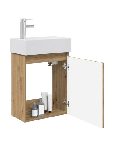 Mobile bagno con rubinetto Rovere Artigianale