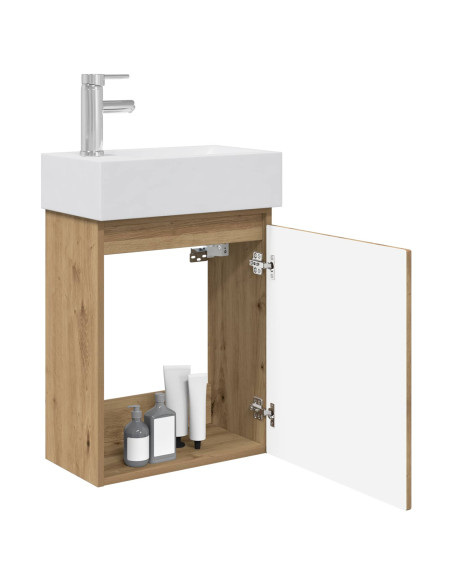Mobile bagno con rubinetto Rovere Artigianale