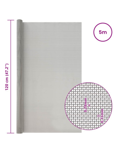 Rete per schermatura 120 x 500 cm 60 Mesh Argento