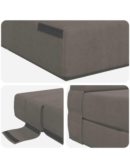 Divano Letto Pieghevole Grigio Chiaro 70 x 72 x 60 cm Tessuto