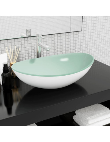Lavandino in Vetro Temperato 54,5x35x15,5 cm Bianco