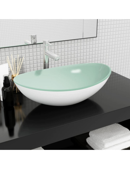 Lavandino in Vetro Temperato 54,5x35x15,5 cm Bianco