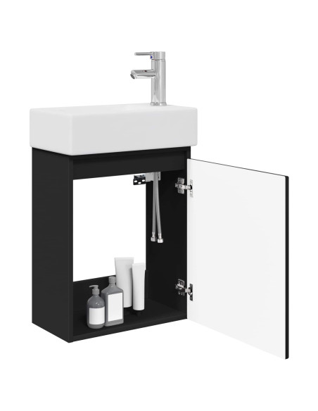 Mobile bagno con rubinetto Nero 45,5 x 22,5 x 84 cm