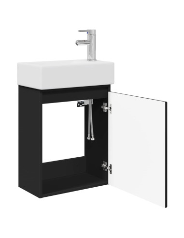Mobile bagno con rubinetto Nero 45,5 x 22,5 x 84 cm