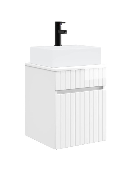 Mobile Lavabo da Parete Bianco Lucido 39 x 41 x 62,5 cm