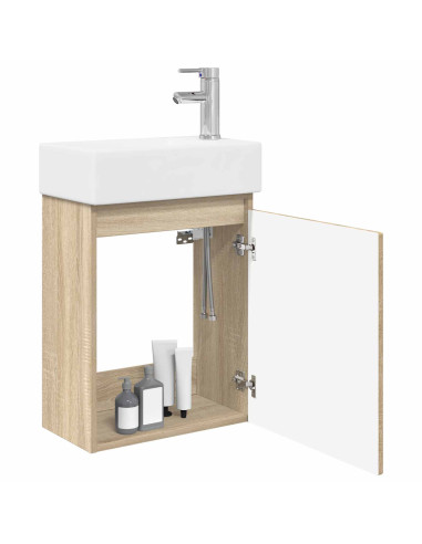 Mobile bagno con rubinetto Rovere Sonoma 45,5 x 22,5 x 84 cm