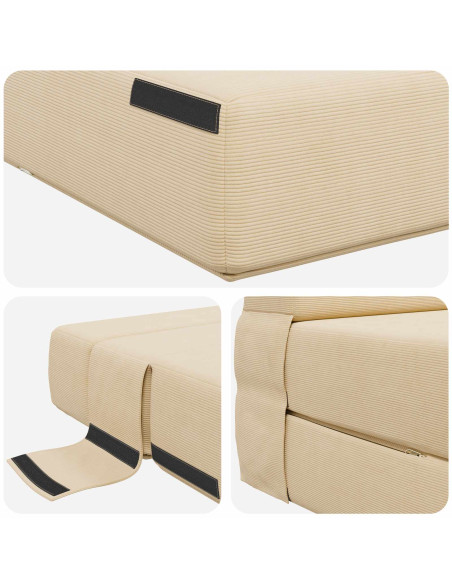 Divano Letto Pieghevole Crema 70 x 72 x 60 cm Tessuto