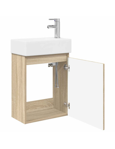 Mobile bagno con rubinetto Rovere Sonoma 45,5 x 22,5 x 84 cm
