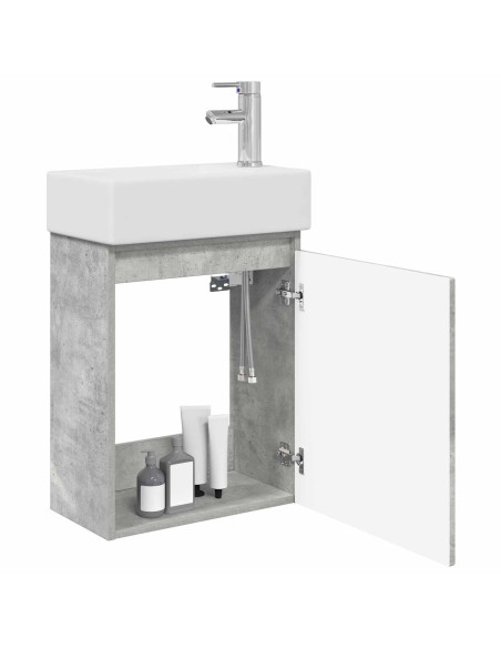 Mobile bagno con rubinetto Grigio Cemento 45,5 x 22,5 x 84 cm