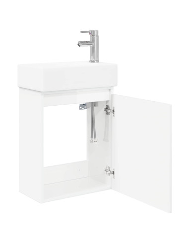 Mobile bagno con rubinetto Bianco Lucido 45,5 x 22,5 x 84 cm