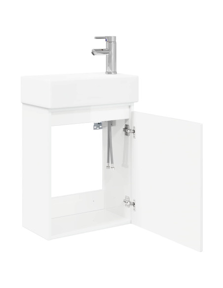 Mobile bagno con rubinetto Bianco Lucido 45,5 x 22,5 x 84 cm