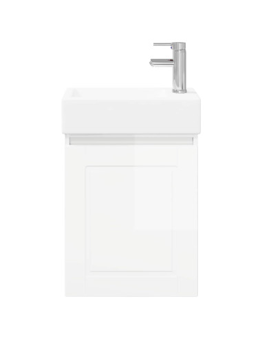 Mobile bagno con rubinetto Bianco Lucido 45,5 x 22,5 x 84 cm