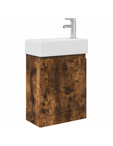 Mobile bagno con rubinetto Rovere Fumo 45,5 x 22,5 x 84 cm