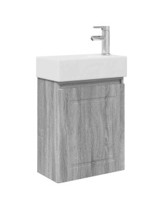 Mobile bagno con rubinetto Sonoma grigio 45,5 x 22,5 x 84 cm 2
