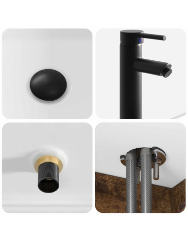 Mobile lavabo da parete Rovere Fumo 49 x 41 x 63 cm