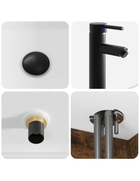 Mobile lavabo da parete Rovere Fumo 49 x 41 x 63 cm