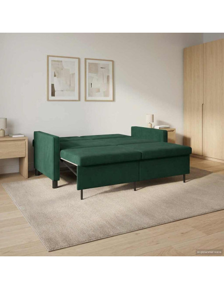 Divano letto Verde Scuro Tessuto