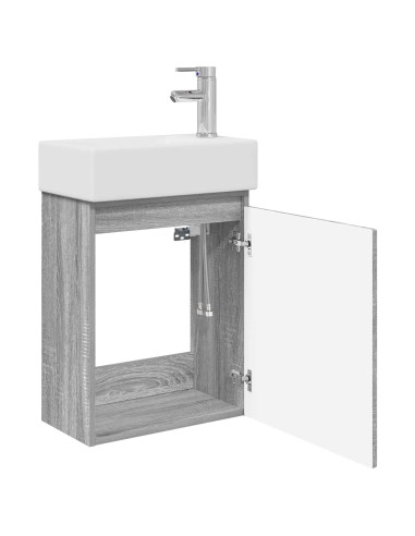 Mobile bagno con rubinetto Sonoma grigio 45,5 x 22,5 x 84 cm
