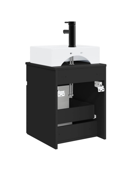 Mobile Lavabo da Parete Nero 39 x 41 x 62,5 cm