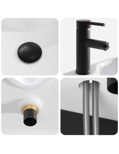Mobile Lavabo da Parete Nero 39 x 41 x 62,5 cm