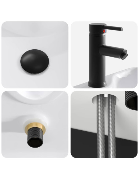 Mobile Lavabo da Parete Nero 39 x 41 x 62,5 cm