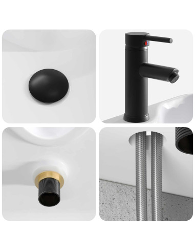 Mobile Lavabo da Parete Grigio Cemento 39 x 41 x 62,5 cm