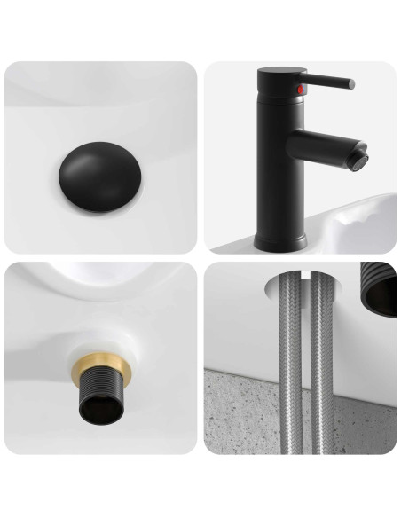 Mobile Lavabo da Parete Grigio Cemento 39 x 41 x 62,5 cm